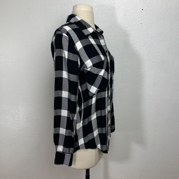 Sanctuary Womans Blouse Small Black White Checks Rayon Long Sleeves Hip-Hop Boho - Picture 10 of 12